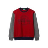 Benetton Baskılı Erkek Çocuk Sweatshırt 3J68C10Pz, Kırmızı - Gri, 6-7 Yaş