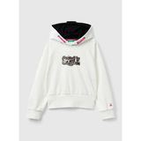 Benetton Baskılı Kız Çocuk Beyaz Sweatshırt 330SC203S 074 - 7 - 8 Yaş