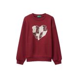Benetton Baskılı Kız Çocuk Sweatshırt 3J68C10Q0, Mor - Mavi, 7-8 Yaş