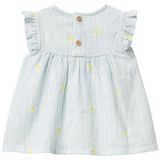 Benetton Bebek Toz Mavi Desenli Düğmeli Kolu Fırfırlı Gömlek, Toz Mavi, 1-3 Ay