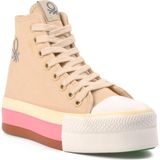 Benetton Bej Bilek Boy Kanvas Nefes Alan Bağcıklı Kadın Spor Ayakkabı Sneaker BN-30944 G