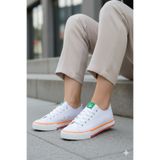 Benetton ® | Beyaz - Sneaker Kadın Convers Yazlık Keten Spor Ayakkabı