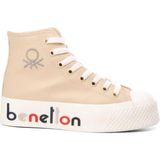 Benetton BN-30820 Kadın Yüksek Taban Uzun Konçlu Sneaker Spor Ayakkabı - Bej