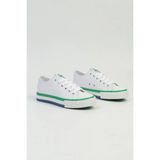 Benetton BNI-10031 Ithal Beyaz Yeşil Kadın Keten Sneaker Spor Ayakkabı V2 - Beyaz - Yeşil
