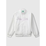 Benetton Ekru Nakışlı Kız Çocuk Sweatshirt Uzun Kol Normal Kalıp Özel Tasarım
