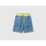 Benetton Erkek Bebek Denim Şort - Mavi - 1 - 1,5 Yaş