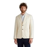Benetton Erkek Bej Keten Karışımlı Biyeli Cep Detaylı Çift Düğmeli Blazer Ceket 44