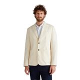 Benetton Erkek Bej Keten Karışımlı Biyeli Cep Detaylı Çift Düğmeli Blazer Ceket 54