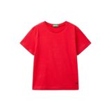 Benetton Erkek Çocuk Kırmızı Etek Ucu Logo Etiketli Bisiklet Yaka Düz T-Shirt