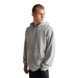 Benetton Erkek Gri Melanj%100 Pamuk Dar Kesim Fermuarlı Kapüşonlu Sweatshirt
