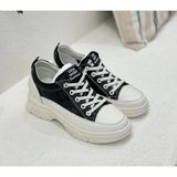 Benetton Guja 24Y314 Gizli Topuk Deri Kadın Sneaker Ayakkabı - Siyah