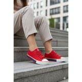 Benetton ® İTHAL Kirmizi Kadın Keten Spor Ayakkabı BNI-10031