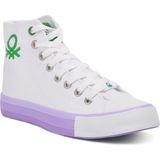 Benetton Kadın Kanvas Bilekli Sneaker Günlük Spor Ayakkabı Beyaz-Lila - Beyaz - Lila