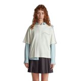 Benetton Kadın Krem%100 Pamuk Göğsü Yazı Baskılı Bisiklet Yaka T-Shirt