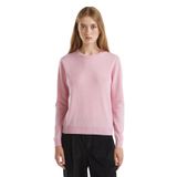 Benetton Kadın Pembe Bisiklet Yaka%100 Merino Kazak L