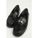 Benetton Kadın Siyah Metal Tokalı Günlük Loafer Ayakkabı PC-56058 - Siyah Parlak