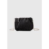 Benetton Kadın Siyah Simli Zincir Askılı Kadife Clutch Çanta