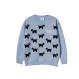 Benetton Kız Çocuk Açık Mavi Yün Karışımlı Köpek Desenli Stranger Things Triko