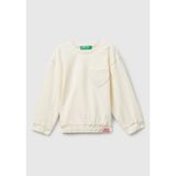 Benetton Kız Çocuk Ekru Dikiş Detaylı Kalpli Yama Cepli Regular Fit Sweatshirt - Pembe