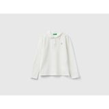 Benetton Kız Çocuk Ekru Logo Işlemeli Polo T-Shirt - Beyaz - 10 - 11 Yaş