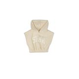 Benetton Kız Çocuk Ekru Önü Aplikeli Nakış Detaylı Kolsuz Kapüşonlu Sweatshirt, Ekru, 8-9 Yaş