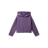 Benetton Kız Çocuk Mor Kolu Etiket Detaylı Cepli Fermuarlı Kapüşonlu Sweatshirt, Mor, 10-11 Yaş