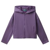 Benetton Kız Çocuk Mor Kolu Etiket Detaylı Cepli Fermuarlı Kapüşonlu Sweatshirt, Mor, 7-8 Yaş