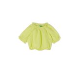 Benetton Kız Çocuk Sarı Keten Karışımlı Büzgü Dikişli Kısa Kollu Bluz, Sarı, 6-7 Yaş