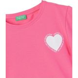 Benetton Kız Çocuk T-Shirt Fuşya Renk 10 - 11 Yaş Kalp Deseniyle Şık Tasarım