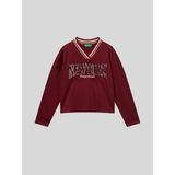 Benetton Kız Çocuk V Yaka Sweatshirt 6-14 Yaş Bordo - 8 - 9 Yaş