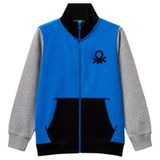 Benetton Nakışlı Erkek Çocuk Gri - Açık Mavi Sweatshırt 3J68C501B, 11-12 Yaş