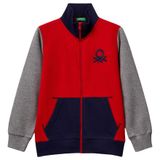 Benetton Nakışlı Erkek Çocuk Sweatshırt 3J68C501B, Kırmızı - Gri, 6-7 Yaş