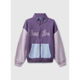 Benetton Nakışlı Kız Çocuk Sweatshırt 3J68C505D, Mor - Mavi, 7-8 Yaş