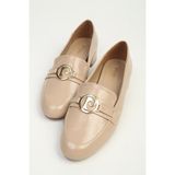 Benetton Pierre Cardin Kadın Bej Gold Tokalı Kısa Topuklu Loafer Ayakkabı PC-56175