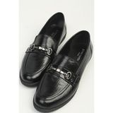 Benetton Pierre Cardin Kadın Siyah Parlak Toka Detaylı Loafer Ayakkabı PC-56187