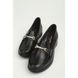 Benetton Pierre Cardin Kadın Siyah Tokalı Dolgu Taban Loafer Ayakkabı PC-56177