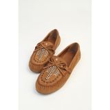 Benetton Pierre Cardin Taba Kadın Loafer Babet Bohem Nakış Detaylı PC-4200