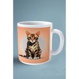 Bengal Kedi Isimli Kişiye Özel Baskılı Kupa Bardak Karikatür
