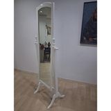 Bengi Ankara Mobilya Boy Ayna 90587 Dikdörtgen Model Ahşap Mdf Parlak Krem Flotal Ayna El Yapım - Bej - 167*45*7