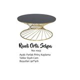 Bengi Ankara Mobilya Brc 13373 Rivoli Siyah Temper cam Gold Renk Kaplama Metal Ayak El Yapım Orta Sehpa