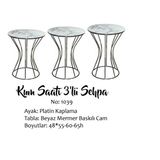 Bengi Ankara Mobilya BRC 13391 Kum Saat Model Zigon Sehpa Düz Siyah Temperli Cam Metal Çelik Platin Kaplama El Yapımı