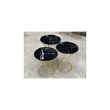 Bengi Ankara Mobilya BRC 18543 Zigon Kum Saati Siyah Mermer Desen Metal Gold Renk Kaplama El Yapımı