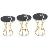 Bengi Ankara Mobilya BRC Zigon 12745 Kum Saat Model Sehpa Siyah Mermer Desen Metal Gold Kaplama