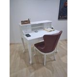 Bengi Ankara Mobilya Çalışma Masa Sandalye 90659 Model Parlak Beyaz Lake Boyalı Masa Gökyüzü Sandalye - 70*110 - Ahşap