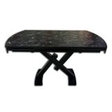 Bengi Ankara Mobilya Masa 13662 V Ayak Model Metal Siyah Yan Açıl Mdf Tabla Siyah Mermer Desen El Yapı