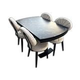 Bengi Ankara Mobilya Sandalye 13663 Midye Model Metal Masa Mermer Desen Tabla Metal X Çapraz El Yapım Siyah