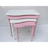 Bengi Ankara Mobilya Zigon 13226 S Model Kayın Retro Ayak Parlak Pembe-Beyaz Renk Mdf Tabla El Yapım