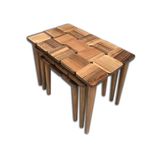 Bengi Ankara Mobilya Zigon Sehpa 13792 Kareli Tabla Model Kayın Retro Ayak Parlak Açık Ceviz Naturel
