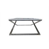 Bengi Ticaret 13658 Çapraz Model Metal Nikelaj Ayak Parlak Beyaz Tabla El Yapım Orta Sehpa