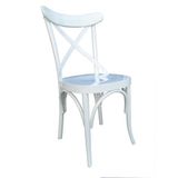 Bengi Ticaret 13703 Parlak Beyaz Çapraz Kayın Retro Ayak Baby Face Kumaş Sandalye